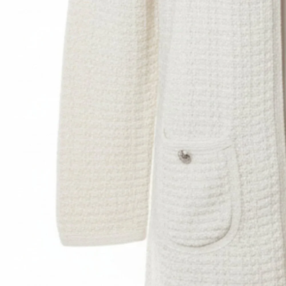 NWT Talbots Women's Textured Metallic Cream Knit Cardigan Coat L